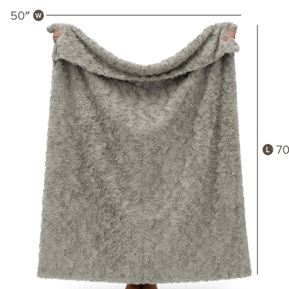 UGG Adalee Seal Grey Faux Fur Throw Blanket 50" x 70". New - Picture 2 of 3